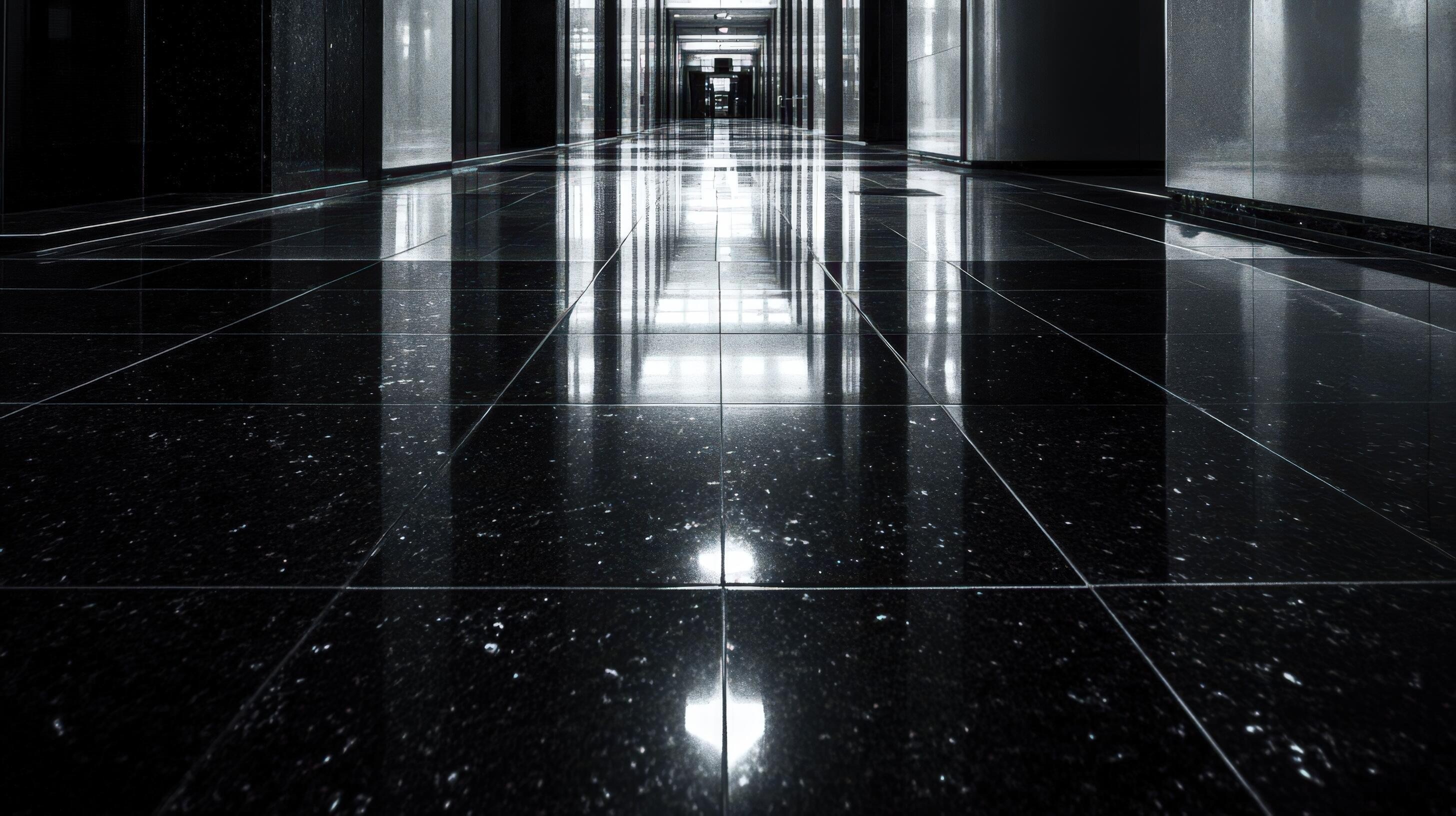 Pasillo con piso pulido reflejante